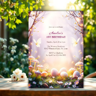 Whimsical Enchanted Forest Easter Birthday Party Invitation
