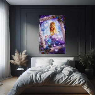 Whimsical Enchanted Forest Lion Fantasy  Poster