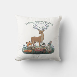 Whimsical Enchanted Woodland Tea Party Animals Cushion