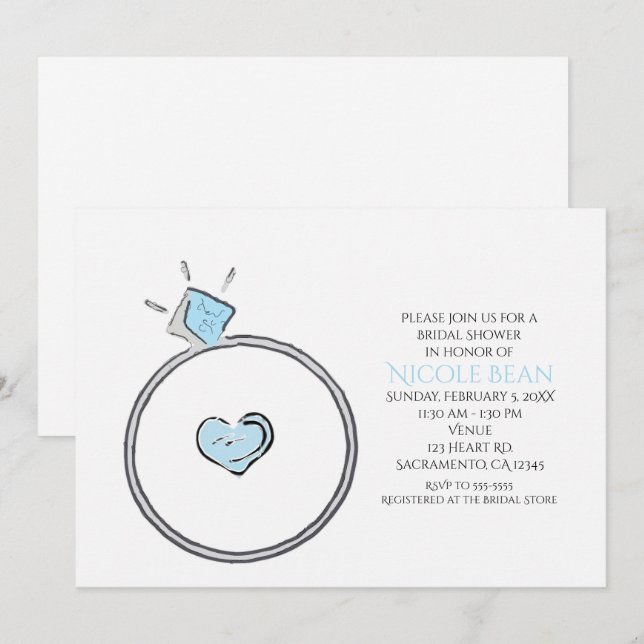 Whimsical Engagement Ring Bridal Shower Invitation (Front/Back)