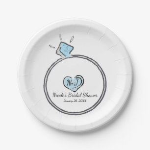 Whimsical Engagement Wedding Ring Bridal Shower Paper Plate