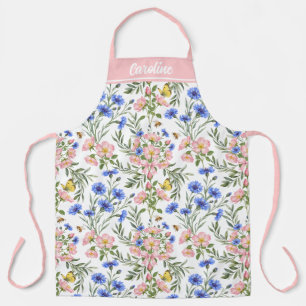 Whimsical English Cottage Wildflowers Apron