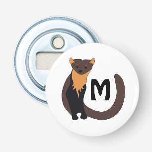 Whimsical European Pine Marten Monogram Bottle Opener