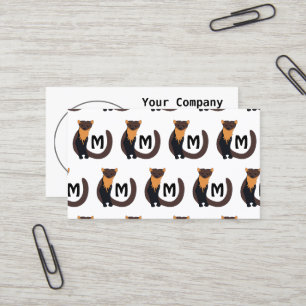 Whimsical European Pine Marten Monogram Business Card