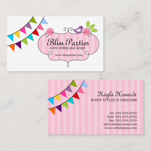Whimsical Event Styling and Design Business Card (Front/Back)
