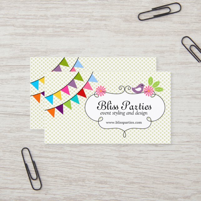 Whimsical Event Styling and Design Business Card (Front/Back In Situ)
