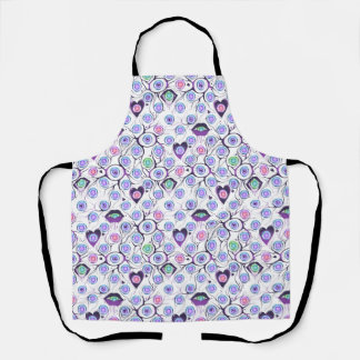Whimsical Eye and Heart Pattern All-Over Print Apr Apron