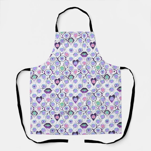 Whimsical Eye and Heart Pattern All-Over Print Apr Apron (Front)