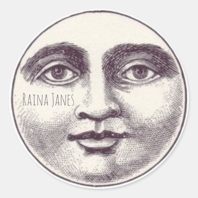 Whimsical Face Of The Moon Classic Round Sticker (Front)