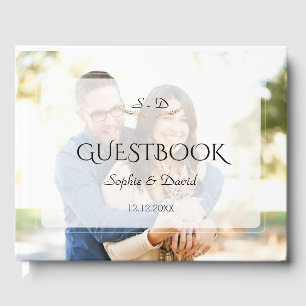 Whimsical Faded Photo Geometric Wedding Guest Book