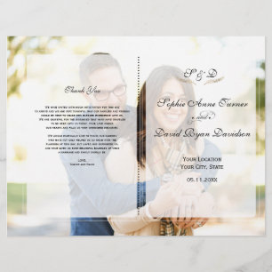 Whimsical Faded Photo Geometric Wedding Program