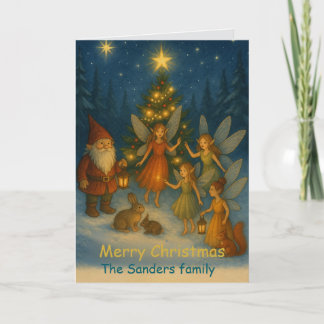 Whimsical Fairies and Elves Custom Christmas Card