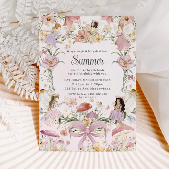 Whimsical Fairies Birthday Flower Garden Meadow Invitation (Creator Uploaded)