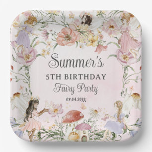 Whimsical Fairies Birthday Flower Garden Meadow Paper Plate