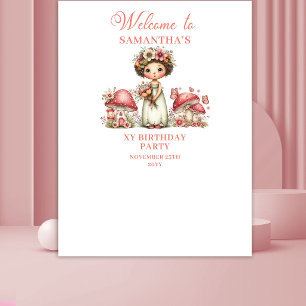 Whimsical Fairy 1st Birthday Blush Flowers Backdro Tapestry