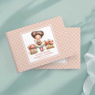 Whimsical Fairy 1st Birthday Blush Flowers Guest  Book