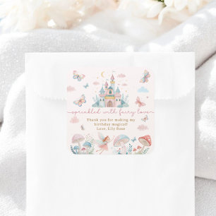 Whimsical Fairy 1st Birthday Thank You Square Sticker