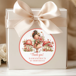 Whimsical Fairy 3rd Birthday Floral Favor Box   Classic Round Sticker