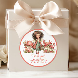 Whimsical Fairy 3rd Birthday Floral Thank You  Classic Round Sticker