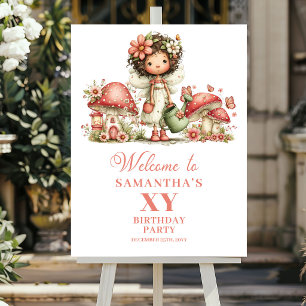 Whimsical Fairy 3rd Birthday Floral Welcome Poster