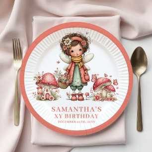 Whimsical Fairy 4th Birthday Blush Flowers Plates