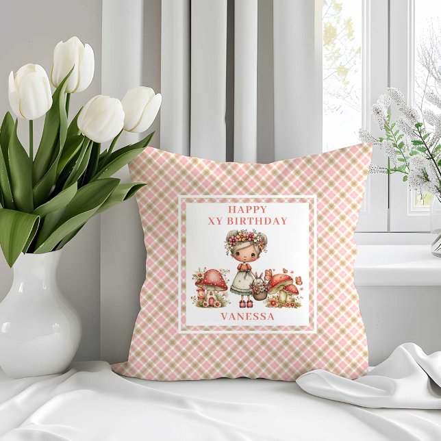 Whimsical Fairy 7th Birthday Blush Pink Pillow (Whimsical Fairy 7th Birthday Blush Pink Pillow)