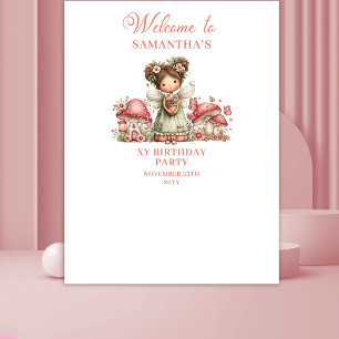 Whimsical Fairy 8th Birthday Floral Banner Tapestry