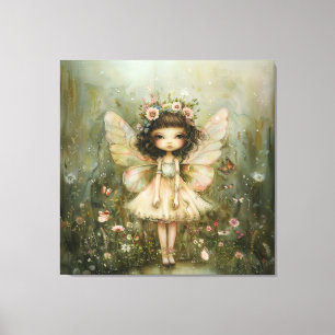 Whimsical Fairy and Wildflowers Canvas Print