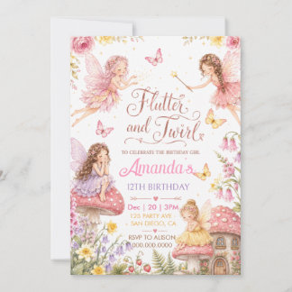 whimsical fairy birthday party invitation