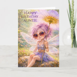 Whimsical Fairy Dandelion–Happy Birthday Auntie Card