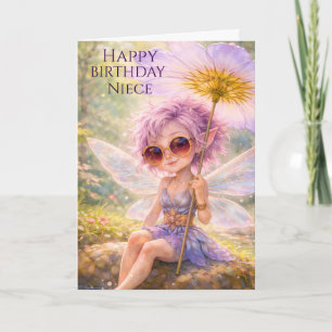 Whimsical Fairy Dandelion–Niece Happy Birthday Card