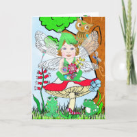 Whimsical Fairy Elf on Magic Mushroom Birthday