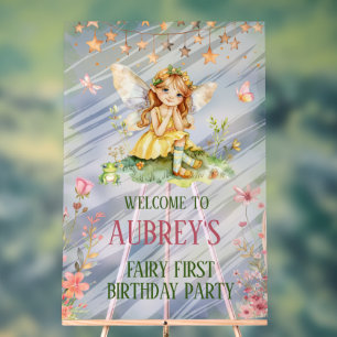 Whimsical Fairy First Birthday Acrylic Sign