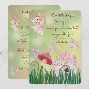 Whimsical Fairy First Birthday Girl Invitation