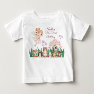 Whimsical Fairy First Birthday Guest of Honour Baby T-Shirt