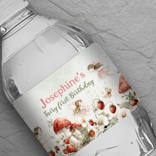 whimsical fairy first birthday water bottle label