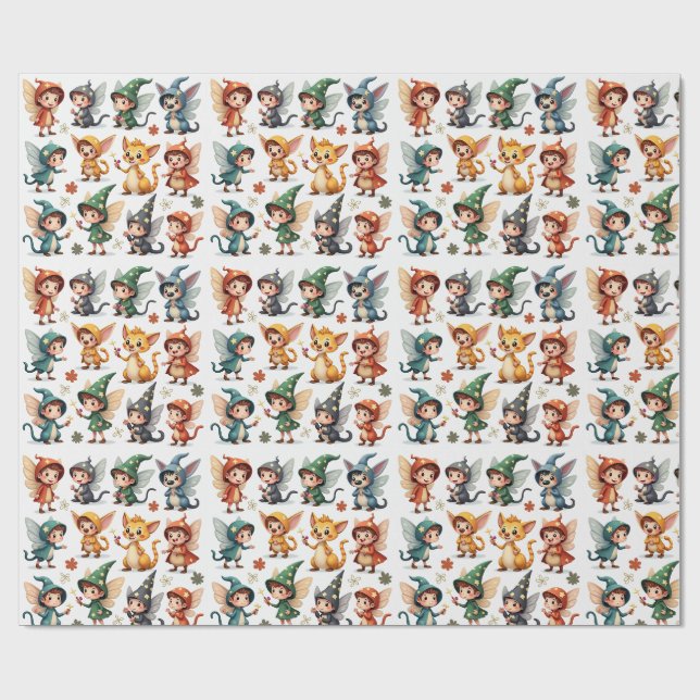 Whimsical Fairy & Forest Friends Wrapping Paper (Flat)