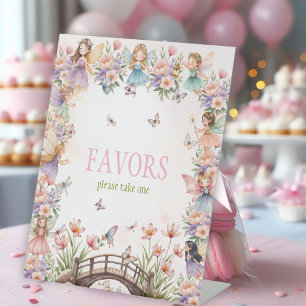 Whimsical fairy garden 1st birthday Favours Pedestal Sign