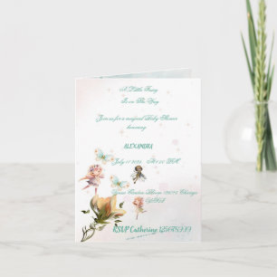 Whimsical Fairy garden baby folded invitation Card