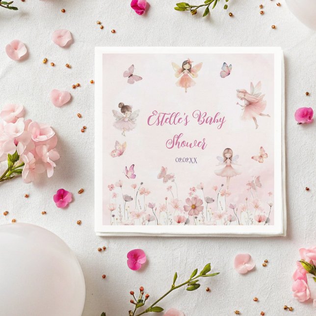 Whimsical Fairy Garden Baby Girl Shower  Napkin (Creator Uploaded)