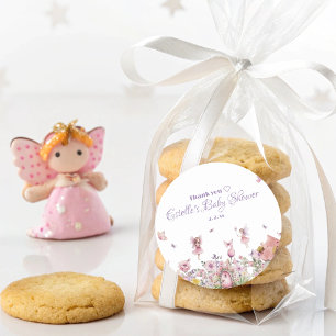 Whimsical Fairy Garden Baby Shower Classic Round Sticker