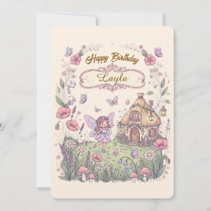 Whimsical Fairy Garden Customised Birthday Card 