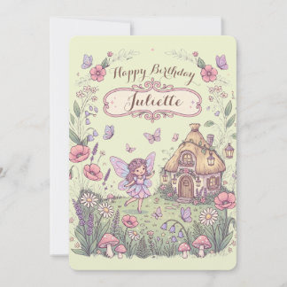 Whimsical Fairy Garden Customised Birthday Card 