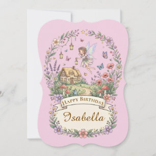 Whimsical Fairy Garden Customised Birthday  Card