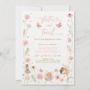 Whimsical Fairy Garden Floral Birthday Invitation