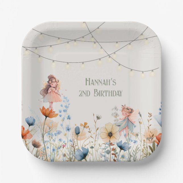 Whimsical Fairy Garden Magic Birthday Paper Plate (Front)