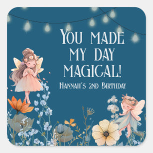 Whimsical Fairy Garden Magic Second Birthday Square Sticker