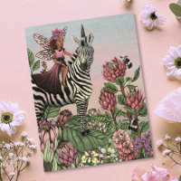 Whimsical Fairy Garden Zebra Unicorn Floral Art 