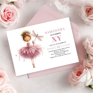 Whimsical Fairy Girl 6th Birthday Blush Pink  Invitation
