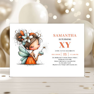 Whimsical Fairy Girl Birthday Floral invitation